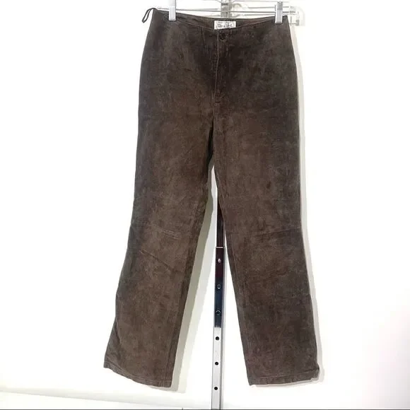 Live A Little brown suede pants jeans EUC size 4 leather - Picture 5 of 13